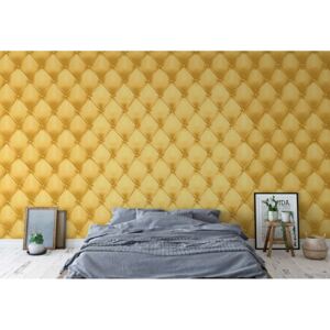 GLIX Fototapeta - Luxury Yellow Chesterfield Texture Vliesová tapeta - 208x146 cm