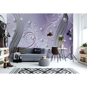 GLIX Fototapeta - Luxury Ornamental Purple Swirl Pattern Vliesová tapeta - 368x254 cm