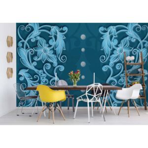 Fototapeta - Floral Design Blue Vliesová tapeta - 416x254 cm