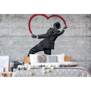 GLIX Fototapeta - Banksy Graffiti Concrete Texture I. Vliesová tapeta - 416x254 cm