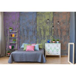 GLIX Fototapeta - Rustic Painted Wood Doors Vliesová tapeta - 254x184 cm