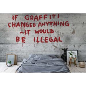 GLIX Fototapeta - Banksy Graffiti Concrete II. Vliesová tapeta - 208x146 cm