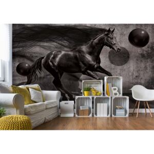 GLIX Fototapeta - Black Horse 3D Modern Design Vliesová tapeta - 312x219 cm