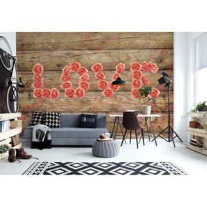 GLIX Fototapeta - Love Roses Wood Texture Vliesová tapeta - 368x254 cm