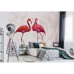 GLIX Fototapeta - Modern Tropical Flamingos I. Vliesová tapeta - 520x318 cm