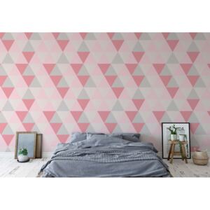 Fototapeta - Modern Geometric Pink Triangle Pattern Vliesová tapeta - 416x254 cm