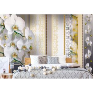 GLIX Fototapeta - Luxury Floral Design Orchids Yellow II. Vliesová tapeta - 312x219 cm
