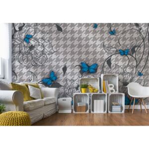 GLIX Fototapeta - Modern Blue Butterflies Design I. Vliesová tapeta - 312x219 cm