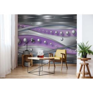 GLIX Fototapeta - Modern 3D Design Silver And Purple Vliesová tapeta - 416x254 cm