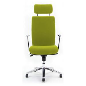Kancelářská židle B3L s opěrkou hlavy a s područkami, zelená
