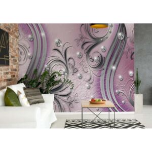 Fototapeta - Ornamental Silver And Purple Swirl Design II. Vliesová tapeta - 208x146 cm