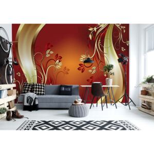 Fototapeta - Luxury Ornamental Floral Design Orange Vliesová tapeta - 368x254 cm