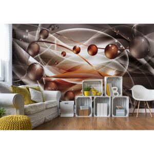 Fototapeta - 3D Modern Ornamental Design Orange And Grey Vliesová tapeta - 254x184 cm