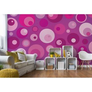 GLIX Fototapeta - Modern Pink Cirlces Pattern Vliesová tapeta - 416x254 cm