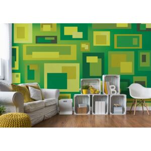 GLIX Fototapeta - Modern Green Squares Pattern Vliesová tapeta - 416x290 cm