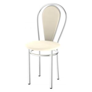 Levná kovová jídelní židle čalouněná Tunber+k vanilka - 18D