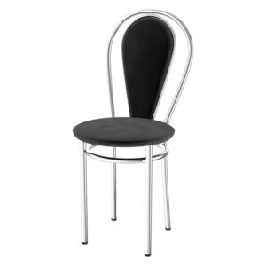 Levná kovová jídelní židle čalouněná Tunber+k černá - 1D