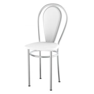 Levná kovová jídelní židle čalouněná Tunber+h bílá - 10D