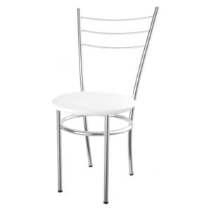 Kovová jídelní židle čalouněný sedák Marina - bílá - 10D