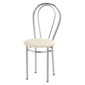 Kovová jídelní židle čalouněný sedák Tunber k vanilka - 18D
