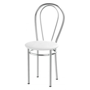 Kovová jídelní židle čalouněný sedák Tunber k bílá - 10D