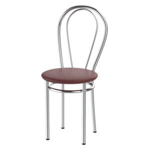 Kovová jídelní židle čalouněný sedák Tunber k mahagon - AL14