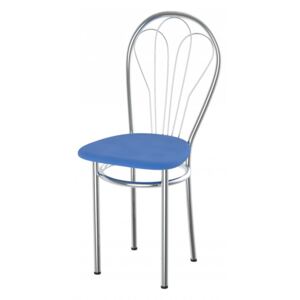 Kovová jídelní židle čalouněný sedák Vesna h azurová - 25D