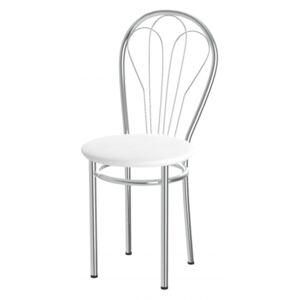 Kovová jídelní židle čalouněný sedák Vesna k bílá - 10D