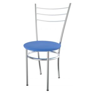 Kovová jídelní židle čalouněný sedák Marina azurová - 25D