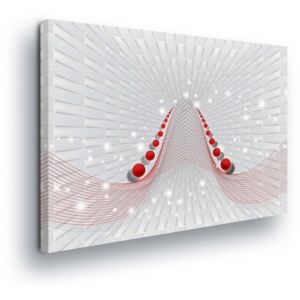 Obraz na plátně - Abstraktní 3D Bílá Dráha a Červené prvky 4 x 30x80 cm