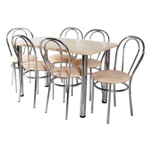 Jídelní set 6 židlí + obdélníkový stůl 70 x 120cm Dub San Marino