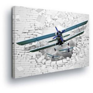 Obraz na plátně - Modré Letadlo 45x145 cm