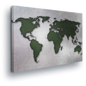 Obraz na plátně - Šedá Mapa Světa 60x40 cm