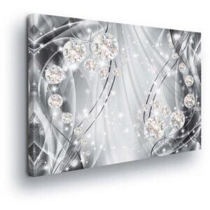 GLIX Obraz na plátně - Stříbrné Vlny s Diamanty 4 x 60x40 cm