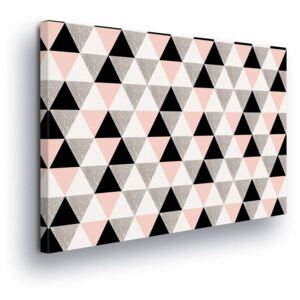 Obraz na plátně - Černo-šedo-růžové Trojúhelníky 80x60 cm