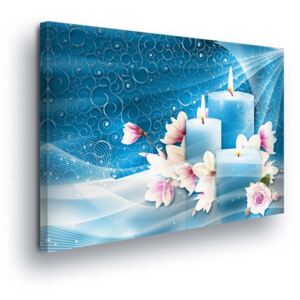 GLIX Obraz na plátně - Modré Svíčky 60x40 cm