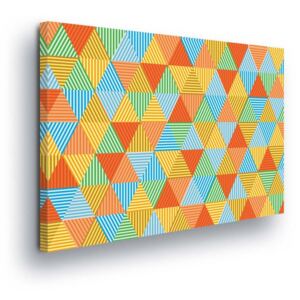 Obraz na plátně - Žluto-oranžovo-modré Trojúhelníky 40x40 cm