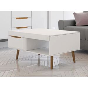 Konferenční stolek Nirus NL107, Barva: bílá / bílá lesk + dub riviera