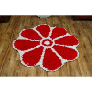 Koberce Łuszczów Koberec kruh SHAGGY GUSTO Květina C300 červená kruh 120 cm