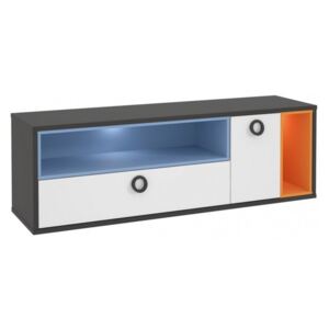 TV stolek Colors LORT131R, Barva: uni wolfram šedá / oranžová + modrá + bílá, Osvětlení: osvětlení LED