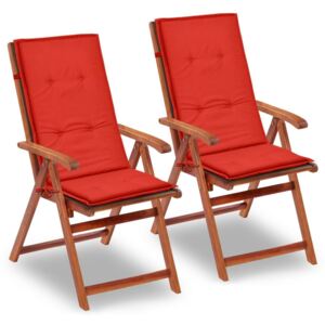 Polstry na zahradní židle - 2 ks - červené | 120x50x3 cm