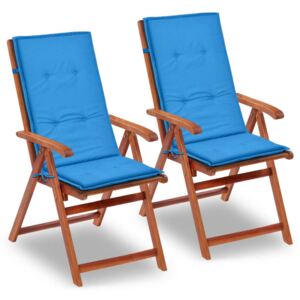 Polstry na zahradní židle - 2 ks - modré | 120x50x3 cm