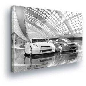 Obraz na plátně - Černobílá Sportovní Auta 4 x 30x80 cm