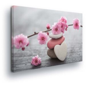 Obraz na plátně - Světle Růžové Květiny III 4 x 30x80 cm