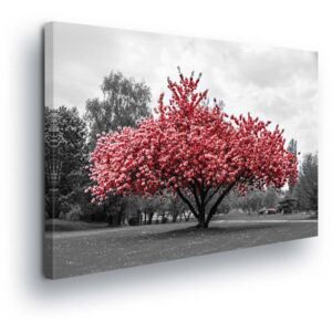 Obraz na plátně - Růžově Rozkvetlý Strom 2 x 40x60 / 2 x 30x80 / 1 x 30x100 cm