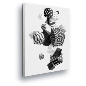 Obraz na plátně - Černo-bílé Abstraktní Hrací Kostky 3 x 30x100 cm