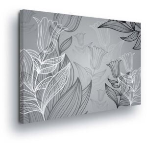 Obraz na plátně - Kontury Zvonkových Květů v Šedé 80x80 cm