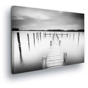 Obraz na plátně - Molo v Černobílé Mlze 45x145 cm