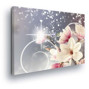 Obraz na plátně - Růžové Květiny s Hvězdami 4 x 30x80 cm