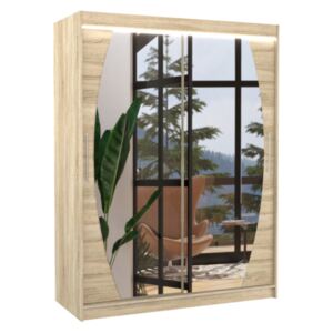 Expedo Posuvná skříň se zrcadlem BRANDON, 150x200x58, sonoma
